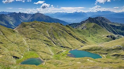 Blick von der Seefeldspitze auf die Seefeldseen 