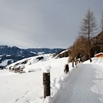 Auf dem Rückweg von Heiligkreuz tritt der Peitlerkofel in unser Blickfeld