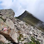 Der steinbeschlagene Anstieg auf das Rudlhorn