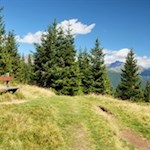 Längs des Weges laden Rastbänke zum Verweilen ein