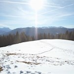Im Hintergrund erheben sich die Dolomiten und die Rodenecker Alm