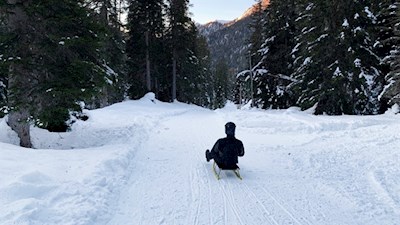 Abfahrt auf der Rodelbahn Tschantschenon