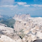 Unser Blick schweift über den Rosengarten, den Col Rodella und den Langkofel