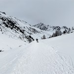 Through the winter snowy landscape to Knuttenalm mountain hut