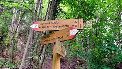 Der Wanderweg nach Tagusens ist gut ausgeschildert