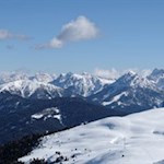Unser Blick fällt auf den Kronplatz und die Enneberger Dolomiten