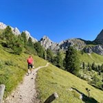 Ascent from Val di Funes valley to forcella San Zenon wind gap