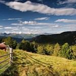 Blick auf die Pfunderer Bergwelt mit der markanten Eidechsspitze in der Mitte