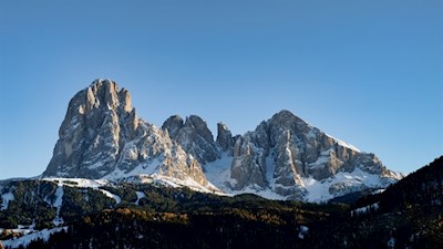 Der Langkofel und Plattkofel im Winter