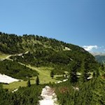 Hinter der Scotoni Hütte folgt der recht steile Anstieg zum Lagazuoisee