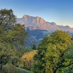 Der Schlern in der Abenddämmerung