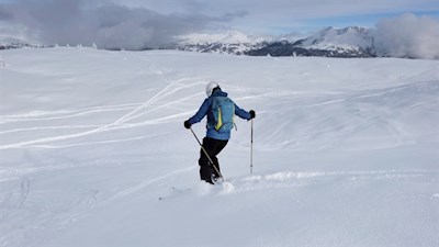 Auf den Aufstieg zu den Stoanernen Mandln folgt die schwungvolle Abfahrt...