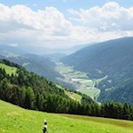 Der Wanderweg zur Kiener Alm öffnet schöne Ausblicke ins Pustertal