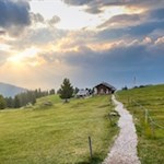 Evening atmosphere at  malga Casnago mountain hut
