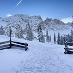 Am Rande der Latemarwiesen öffnet sich bereits ein schöner Ausblick auf den Latemar