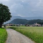 Sanft steigt der Weg Nr. 6 durch malerische Wiesen an