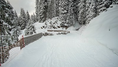 Durch den winterlich verschneiten Wald zurück ins Tal