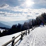 Die linde Wintersonne taucht die Rodenecker Alm in warme Farben