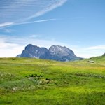Blick auf den Lang- und Plattkofel von der Seiser Alm
