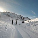 Im Schein der linden Wintersonne zur Faneshütte