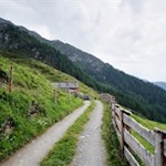 Inmitten steil abfallender Hänge liegt die urige Alprechtalm