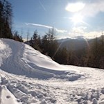 Die einzige scharfe Kehre der Rodelbahn von der Moserhütte