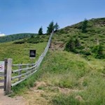 Am Gatter zweigt der nicht ausgeschilderte Steig auf den Spieler an