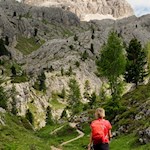 Vor der Kulisse des Averau zur Averau Hütte