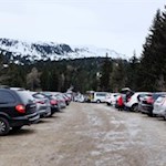 Der gebührenpflichtige Wanderparkplatz am Rande der Villanderer Alm