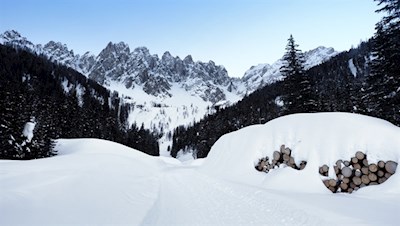 Während des Anstiegs zur Haunold Rodelbahn öffnen sich schöne Ausblicke auf den Haunold