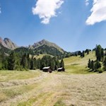 Blick auf unser Wanderziel, den 2.422 m hohen Zendleser Kofel