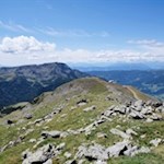Abstieg auf das Sattele mit Blick auf den Villanderer Berg