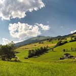 Der Radweg Sterzing - Mareit führt durch idyllische Wiesen