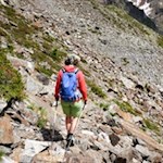 Abstieg durch die Winterstallscharte zur Huber Alm