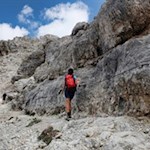 Seilgesicherte Passage auf dem Weg zum Piz Duleda