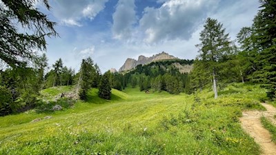 Langsam nähern wir uns den Felswänden des Rosengarten