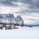 Vor der Kulisse des Schlern zurück zur Seiser Alm Bahn