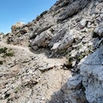 Seilgesicherte Passage auf dem Gaisl Höhenweg