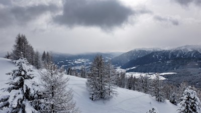 Die Rodelbahn Gitschberg führt durch eine idyllische Winterlandschaft