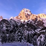 Der Tribulaun glänzt in der untergehenden Abendsonne