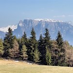 Ausblick auf den Schlern während des Anstiegs auf den Loden