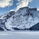 Winter at Lago di Braies lake