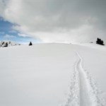 Durch die tiefverschneiten Almwiesen auf den Col da Lech