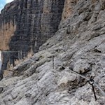 Seilgesicherte Passage auf dem Weg zur Pisciaduspitze