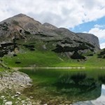 Lago di Limo lake at the foot of Col Bechei