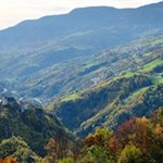 Blick auf Kloster Säben, Villanders und Barbian