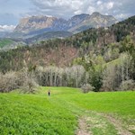 Vor der Kulisse des Schlern und der Hammerwand zu den Steinegger Erdpyramiden