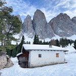 Ausblick von der Glatsch Alm auf die Geislerspitzen