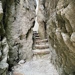 The last part of the trail leads through a steep gully