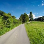 Der Pustertaler Radweg führt durch malerische Wiesen nach Toblach